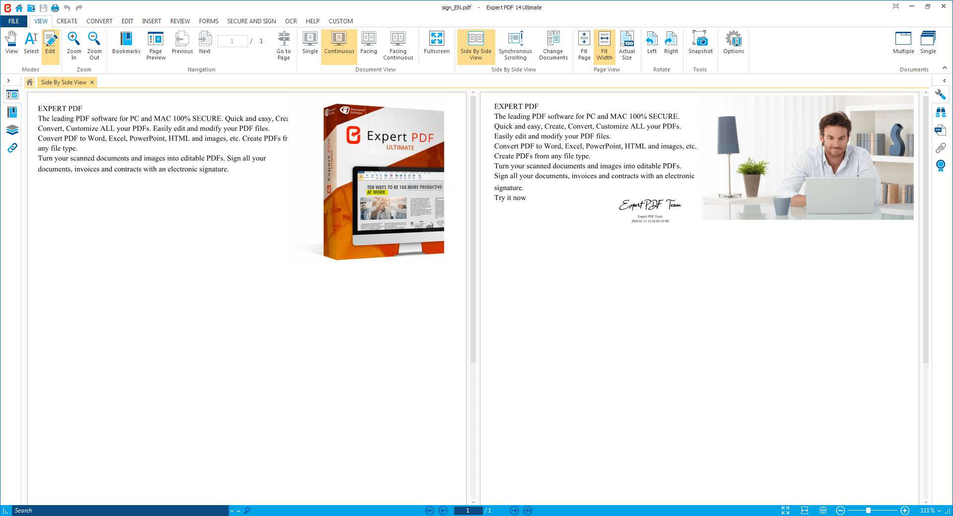 Work on several PDFs at once, using tab or window mode as...